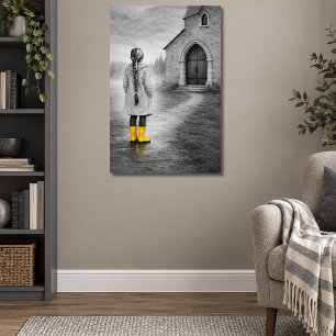 Affiche Fille aux bottes jaunes