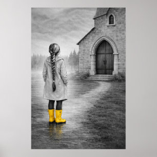 Affiche Fille aux bottes jaunes