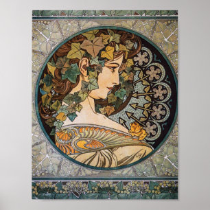 Affiche Fille aux Cheveux de Lierre Peinture d'Alphonse Mu