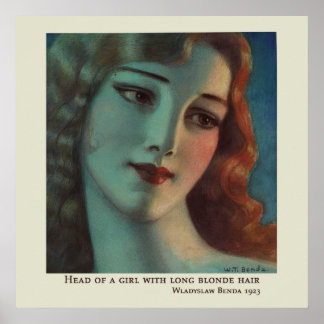 Affiche Fille aux cheveux longs blonds par Wladyslaw Benda