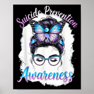 Affiche Fille aux chignon désordonné Prévention du suicide
