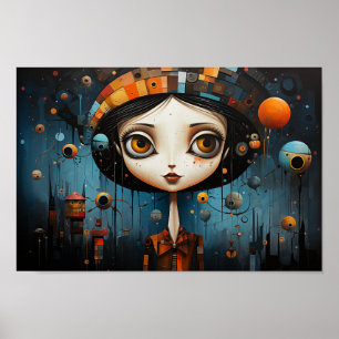 Affiche Fille aux grands yeux Halloween