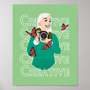 Affiche Fille aux papillons