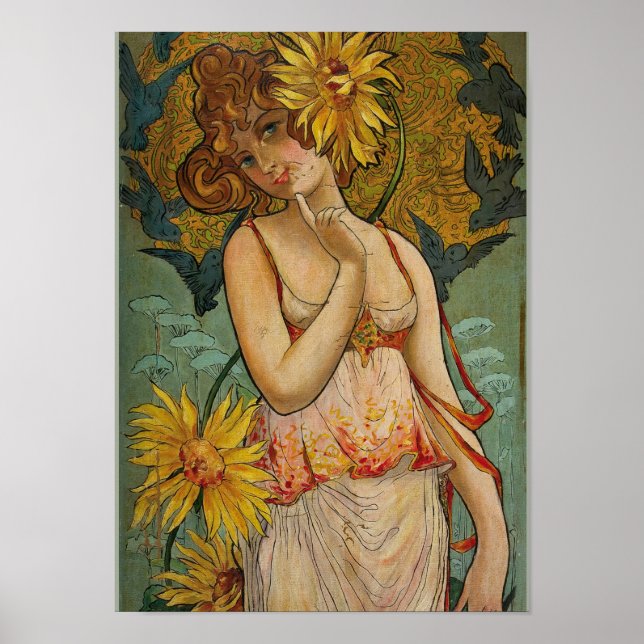 Affiche Fille aux tournesols (Devant)