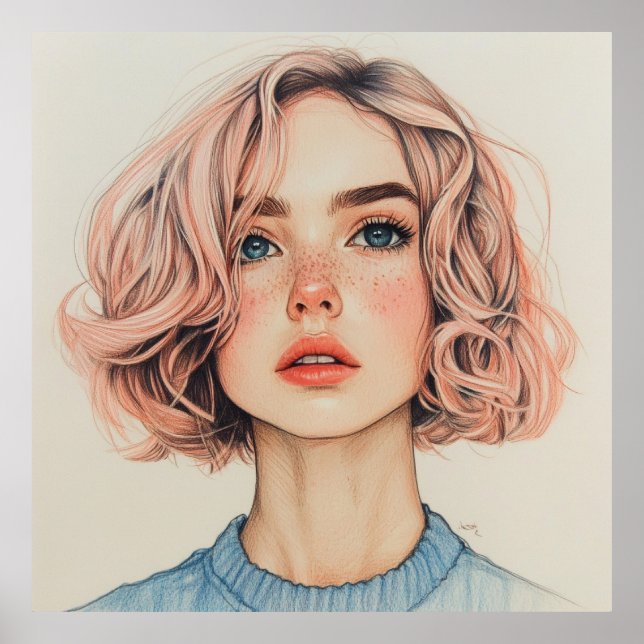 Affiche fille aux yeux bleus (Devant)