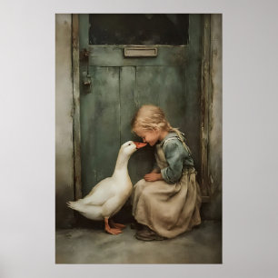 Affiche Fille avec amour de canard imprimable, Rustique Co