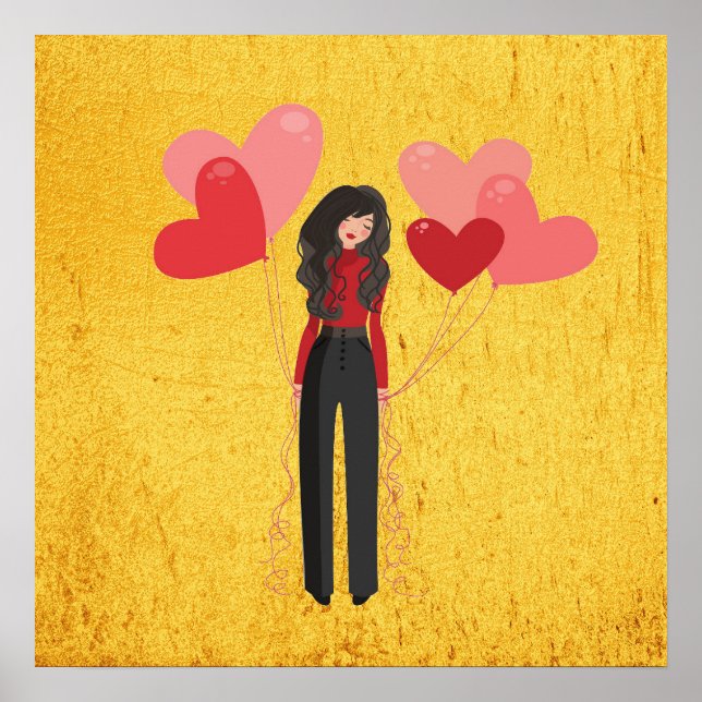 Affiche Fille avec ballons géant (Devant)