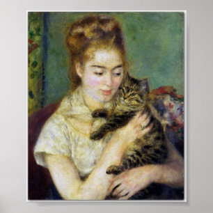 Affiche Fille avec chat de Renoir