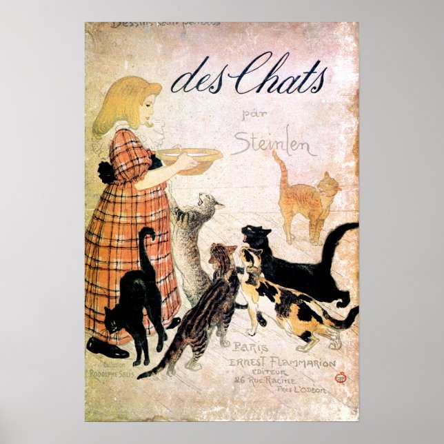 Affiche Fille avec chats, Alexandre Steinlen (Devant)