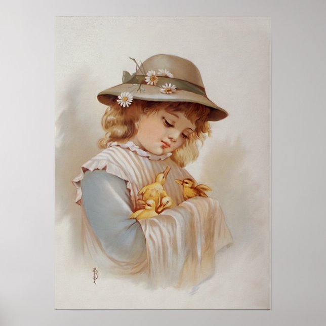 Affiche Fille avec des petits canards (Devant)
