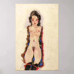 Affiche Fille avec Garters rouges   Egon Schiele  