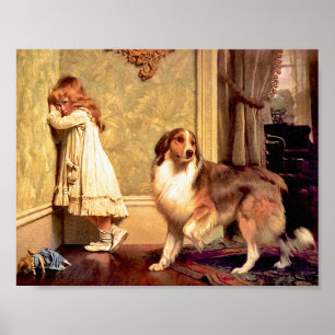 Affiche Fille avec l'animal familier Sheltie : "Un