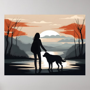 Affiche Fille avec le chien
