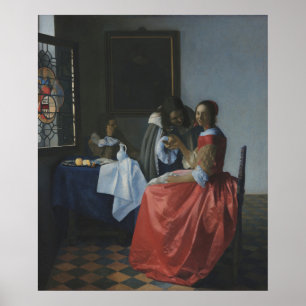 Affiche Fille avec le verre à vin — Vermeer