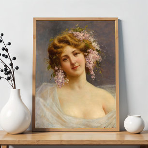 Affiche Fille avec Lilacs, Achille Beltrame Art
