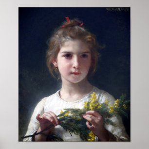 Affiche Fille avec Mimosa, Bouguereau