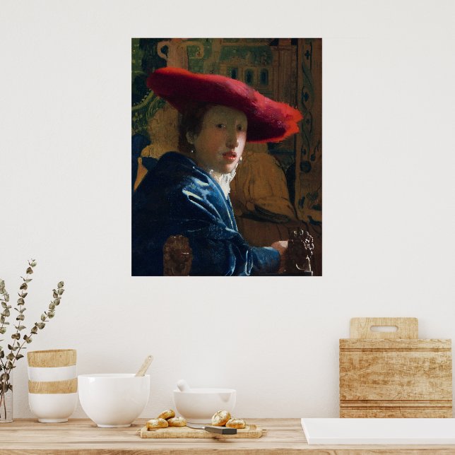 Affiche Fille avec un Casquette rouge, célèbre peinture (Cuisine)