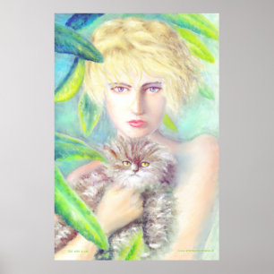 Affiche Fille avec un chat