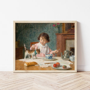 Affiche Fille avec un chat   Victor Gabriel Gilbert