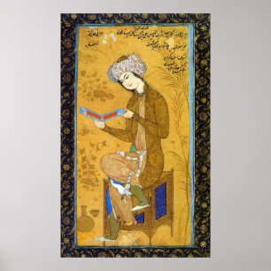 Affiche Fille avec un défilement - Reza Abbasi - c1600