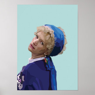 Affiche Fille Avec Un Parrot Élevant