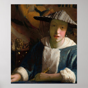 Affiche Fille avec une Flûte, Célèbre peinture