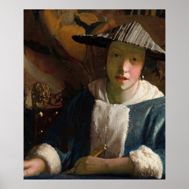 Affiche Fille avec une Flûte, Célèbre peinture (Devant)