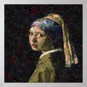 Affiche Fille Avec Une Fraise Élevant Beau Art Spoof