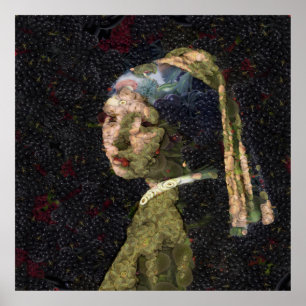 Affiche Fille Avec Une Fraise Élevant Beau Art Spoof