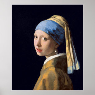 Affiche Fille Avec Une Perle Écoutant Par Johannes Vermeer