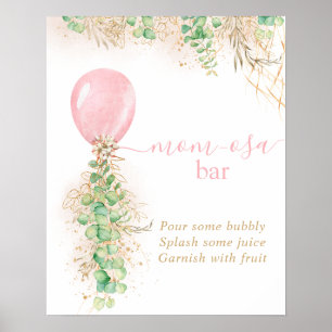 Affiche Fille Baby shower Eucalyptus Balloon Momosa Bar