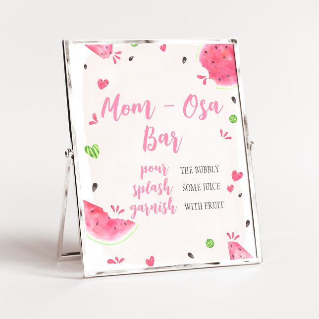 Affiche Fille Baby Shower Pastèque Maman Osa Panneau de Ba (Sweet Little Baby Shower Mom Osa Bar Sign)