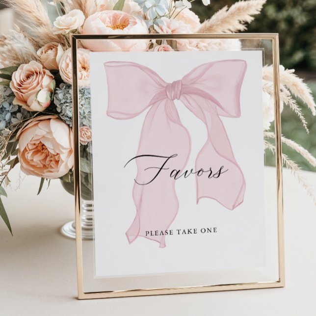 Affiche Fille Baby shower Rose Bow Faveurs (Créateur téléchargé)