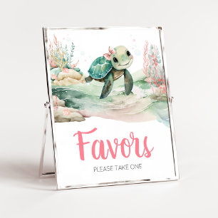Affiche Fille Baby shower tortue de mer Faveurs