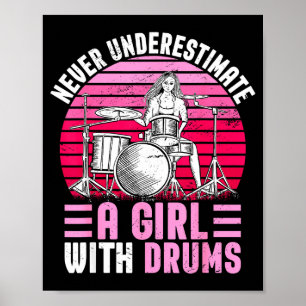 Affiche Fille batteur batterie batterie drôle 