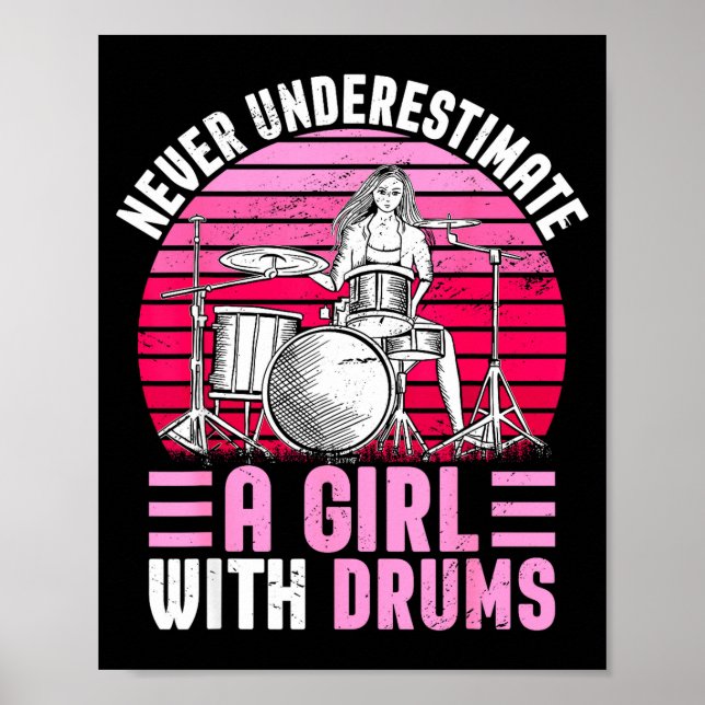 Affiche Fille batteur batterie batterie drôle  (Devant)