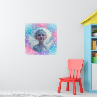 Affiche Fille bébé personnalisée - Pastel Aquarelle Étoile
