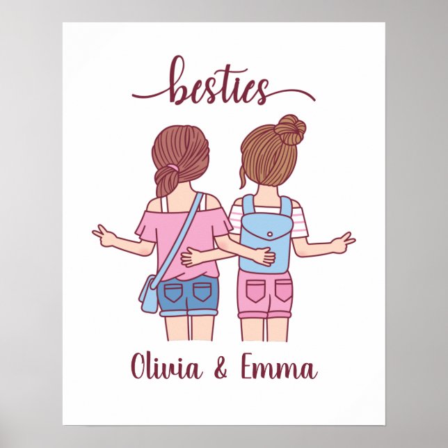 Affiche Fille Besties Meilleurs amis Personnalisé (Devant)