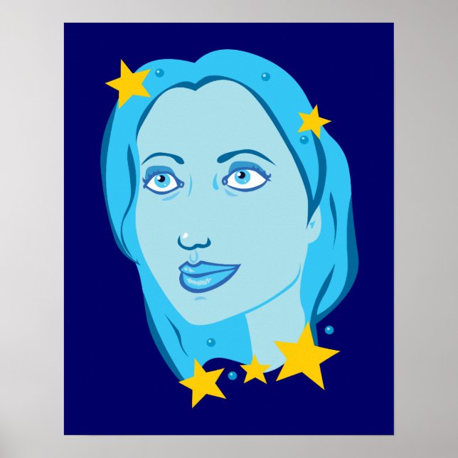 Affiche Fille bleue étoilée (Devant)