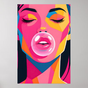 Affiche Fille Bubble Gum Pop Art