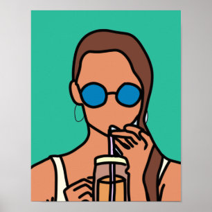 Affiche Fille bubble thé ado moderne