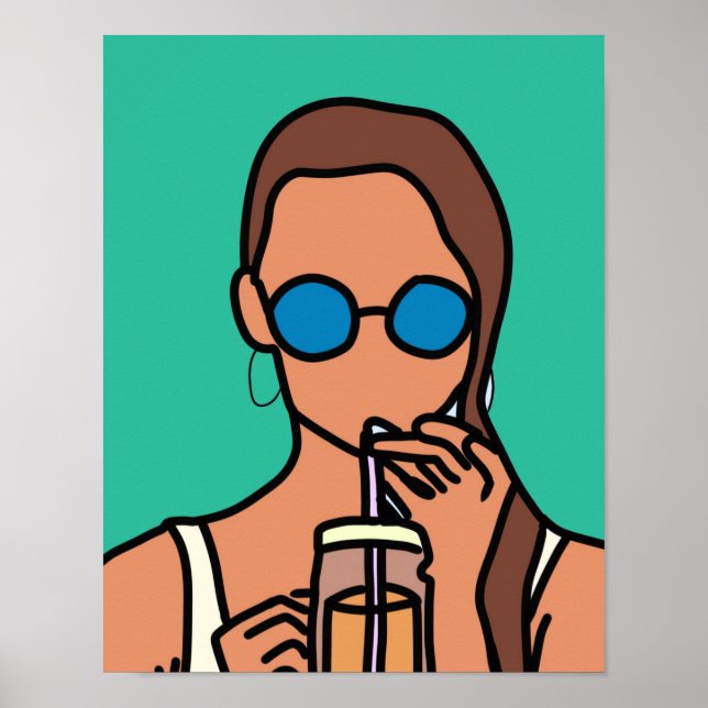 Affiche Fille bubble thé ado moderne (Devant)