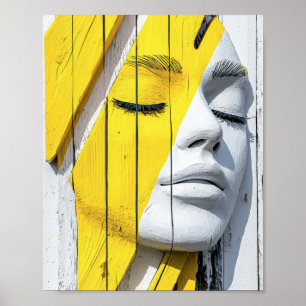 Affiche Fille cachée derrière des fragments jaunes