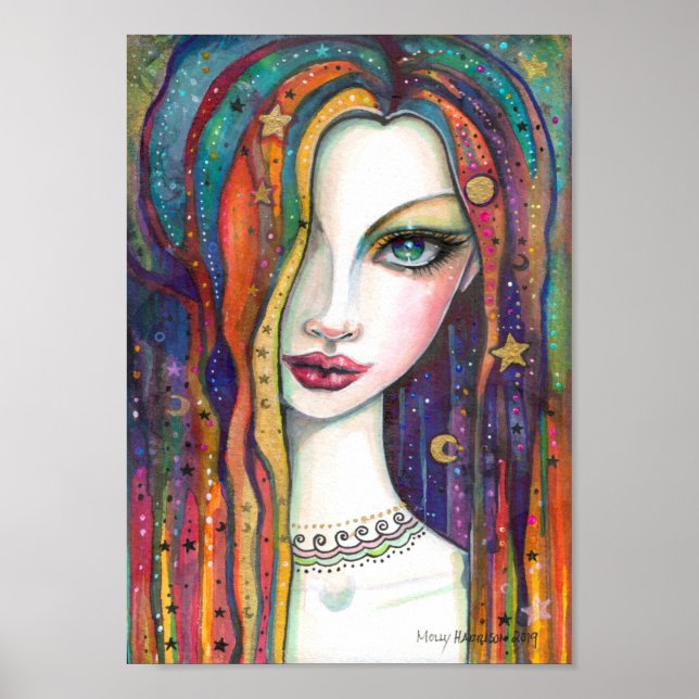 Affiche Fille céleste bohème Celestia par Molly Harrison (Devant)