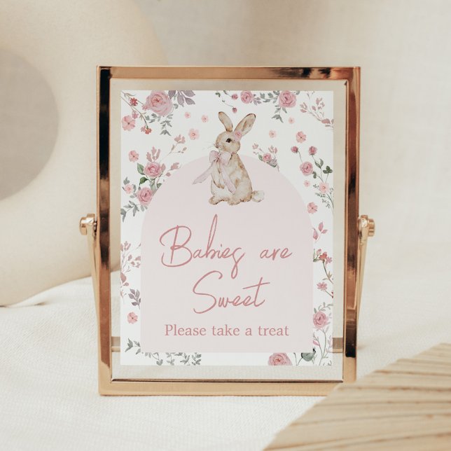 Affiche Fille Certains Baby showers lapins sont doux (Pink Some Bunny Baby Shower Babies are Sweet Sign)