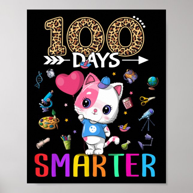 Affiche Fille chat mignonne 100 jours plus intelligente Jo (Devant)