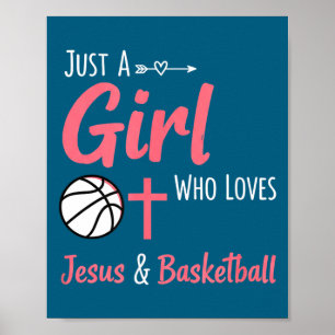 Affiche Fille chrétienne aime Jésus Basketball Chrétien