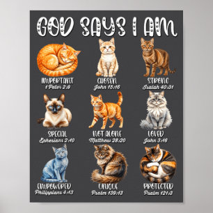 Affiche Fille chrétienne Dieu dit que je suis un chat Jésu