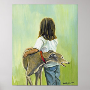 Affiche "Fille copie avec de lévrier" art