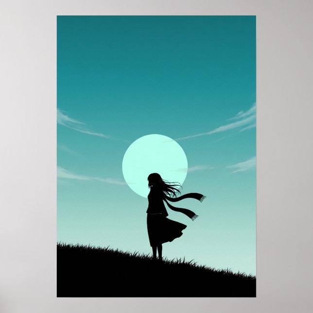 Affiche Fille d'anime minimaliste (Devant)